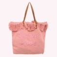 thumbnail image 5 of Bolso de hombro para mujer, bolsos de lona, ​​bolso de compras tejido con borlas (rosa) Ehuebsd Para Estrenar, 5 of 5