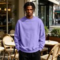 thumbnail image 3 of Dwellite Men's Crewneck Sweater Long Sleeve Pullover Sweaters Business Casual Lightweight Stretch Sweaters for Fall Winter Light Purple 2XL, 3 of 9