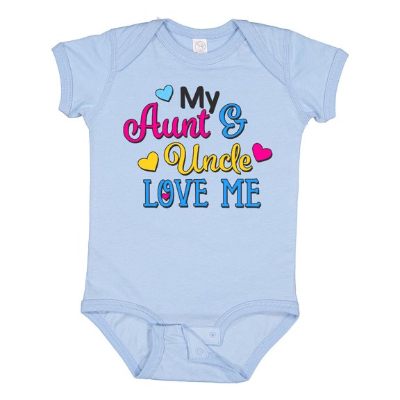 Inktastic My Aunt and Uncle Love Me with Hearts Boys or Girls Baby Bodysuit