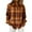 Brown, variant on Womens Retro Plaid Print Blouse Color Block Button Down Shirt Long Sleeve Fall Winter Tops for Women Casual Loose Fit Preppy Style with Pocket, Orange,L