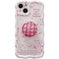 thumbnail image 1 of iPhone 11 12 13 14 Plus PRO MAX iPhone14 iPhone14Pro Rosa Inglés Con Soporte Patrón De Onda Suave TPU Funda, 1 of 4