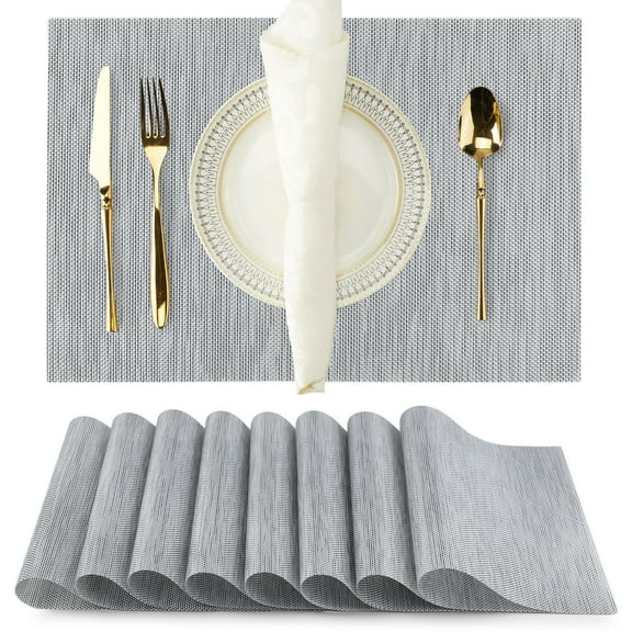 Xukmct 4 Pcs Non Slip Place Mats Plastic Place Mat Washable Table Mat for Dining Table, 12" x 18"