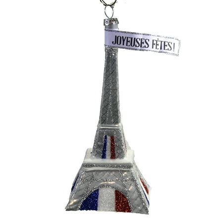 Cody Foster Silver Eiffel Tower - 1 Glass Ornament 5.5 Inch, Glass - France Love French Landmark GO6718S