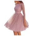 thumbnail image 1 of Robe de Soirée Élégante en Dentelle Creuse avec Col Rond Croisé pour Mariage, 1 of 7