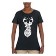 thumbnail image 2 of Deer Rose Animal Lover Womens Graphic T-Shirt, Black, Small, 2 of 3