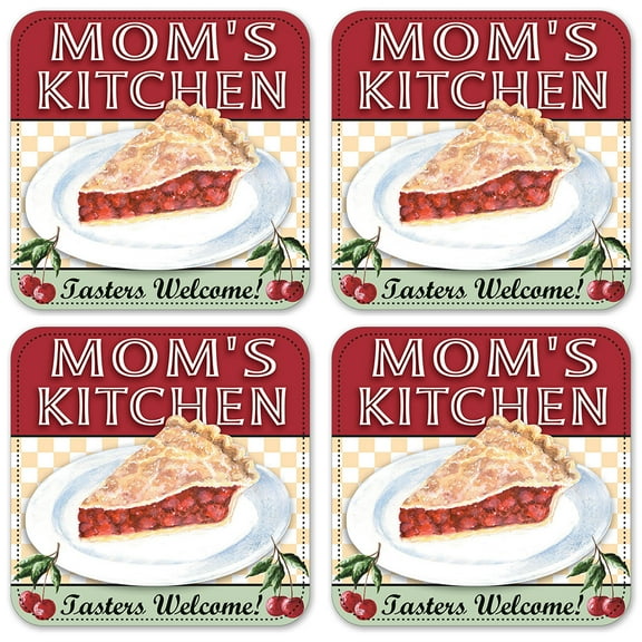 Vinyl Drink Coasters - Set of 4 - Mom's Kitchen
