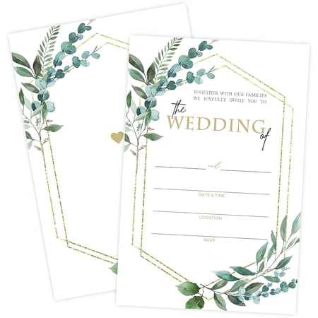 Greenery Wedding Invitations With Eucalyptus Design 25 Count Invite Cards