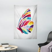 Interestprint Decor Tapestry, Butterfly with Rainbow Colored Wings Geometric Lines Modern Artwork, Wall Hanging for Bedroom Living Room Dorm Decor, 40W X 60L Inches, Multicolor, by Ambesonne