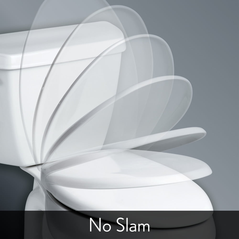 Mayfair Affinity Slow Close Elongated Plastic Toilet Seat in White Never Loosens, Removes for Easy Cleaning and Greater Stability