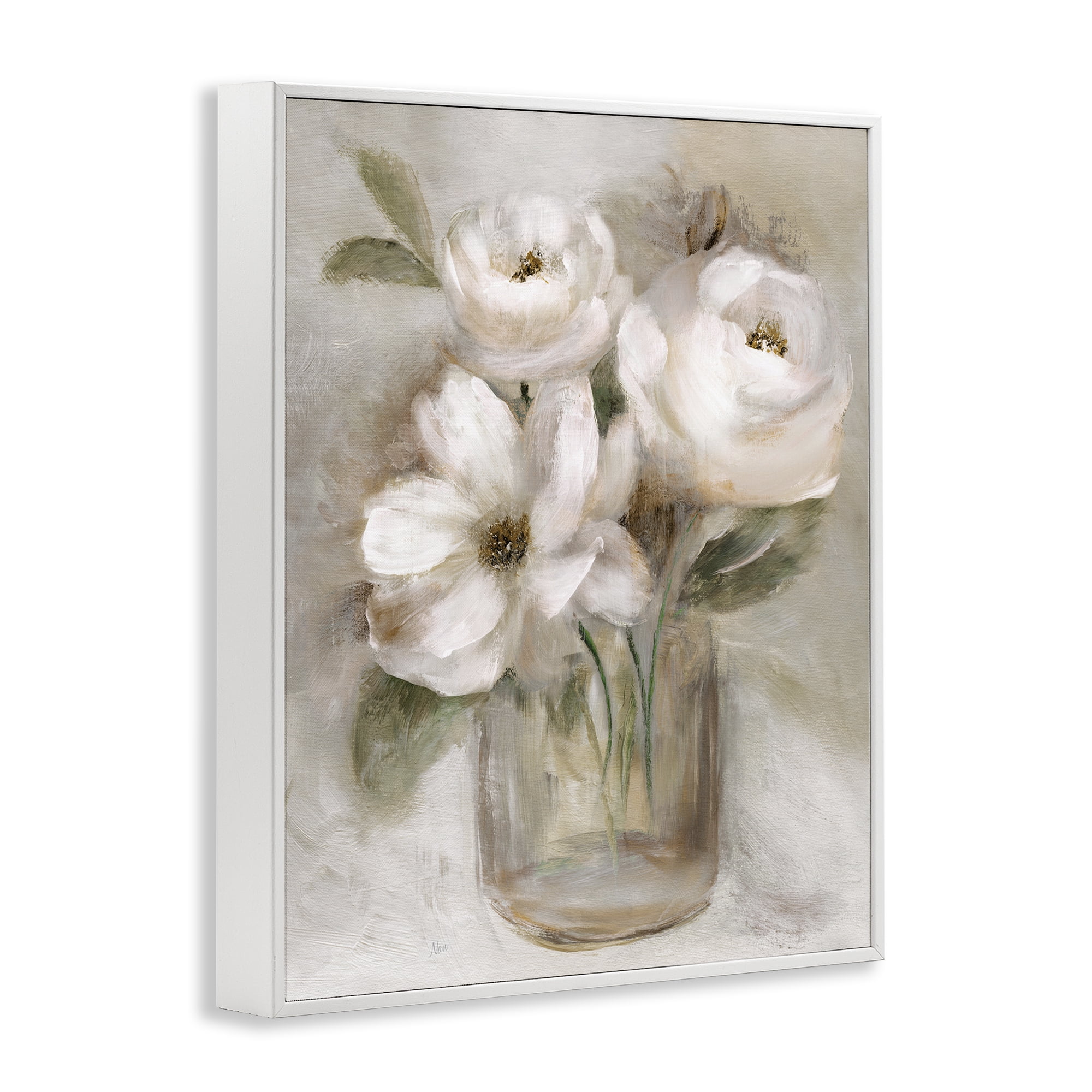 Stupell Industries Soft Brushstroke Roses White Framed Giclee Art, design by Nan