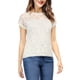 thumbnail image 3 of INSPIRE CHIC Top de encaje floral transparente con mangas cortas y dobladillo curvo transparente para mujer blanco XL, 3 of 6