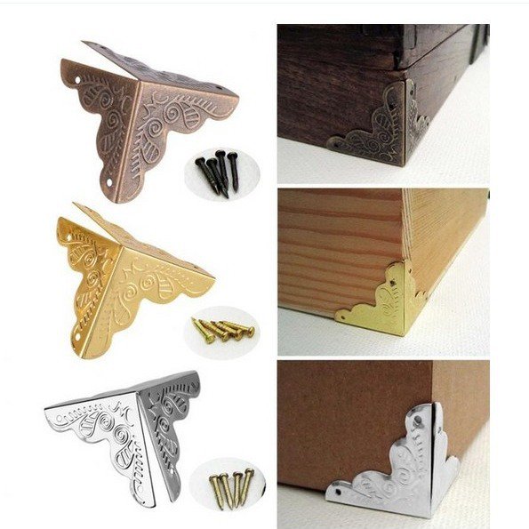 Caja de madera impresa de 25 mm, protección para esquinas, decoración de esquinas, protector de esquinas, caja de regalo de 3 colores de hierro, cuatro esquinas