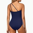 thumbnail image 4 of Hessimy One Shoulder One Piece Swimsuit for Women Tummy Control Bathing Suits Modest Full Coverage Keyhole Swimwear(Blue,M), 4 of 8