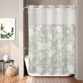 thumbnail image 2 of No Hook Shower Curtain, Farmhouse Floral Shower Curtains for Bathroom with See Through Top Window, Spring Flowers Plants Vintage Green Waterproof & Washable Bath Curtain Extra Long 72"x84", 2 of 9