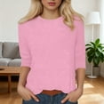thumbnail image 2 of Women's T-Shirts Tops for Women Trendy A Fashionable and Casual Round Neck Three Quarter Sleeve T Shirt Top for Women, 2 of 4