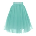 thumbnail image 4 of Huowey Women Tutu Skirts Midi Length Dance Ballet Solid Color Layered A-Line Wedding Party Midi Skirt Elastic Waist Skirt Clothing,Green, 4 of 5