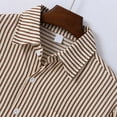 thumbnail image 3 of Muscularfit Striped Dress Shirts for Men Brown French Cuff Pocket Workout Tops Collared Tee Pullover Long Sleeve Polo Shirts,XXL, 3 of 7