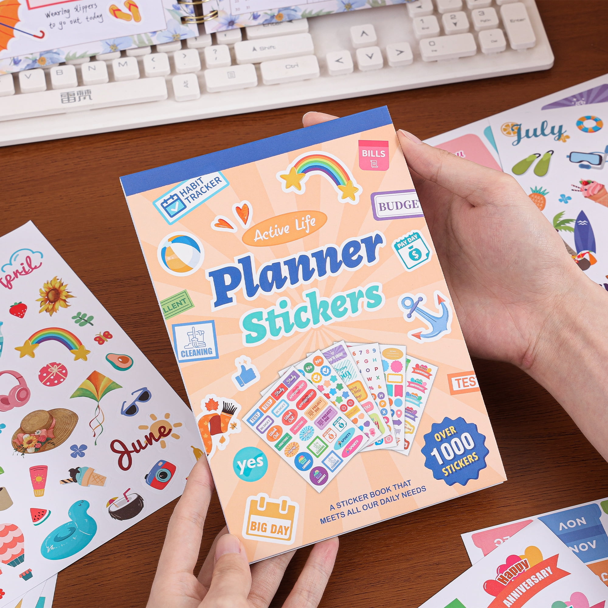 1000+ Holiday Seasonal Daily Monthly Planner Stickers for Women Men - Scrapbooking Supplies 24 Pages Sticker Book for Calendar Vision Board