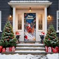thumbnail image 3 of Christmas Door Cover With Santa Sleigh Design Elastic Stretchy Fabric For Front Door Holiday Decor(Blue-90x180cm), 3 of 4