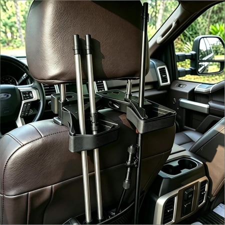 Adjustable Seat Back Gun Rack Headrest Rifle Holder for Truck SUV Black