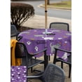 thumbnail image 4 of Outdoor Tablecloth with Umbrella Hole and Zipper, Purple Halloween Square Table Cloth 54x54 Inch Waterproof Tablecloth, Cat Bat Ghost Pumpkins Picnic Table Cover for Patio Camping, 4 of 7