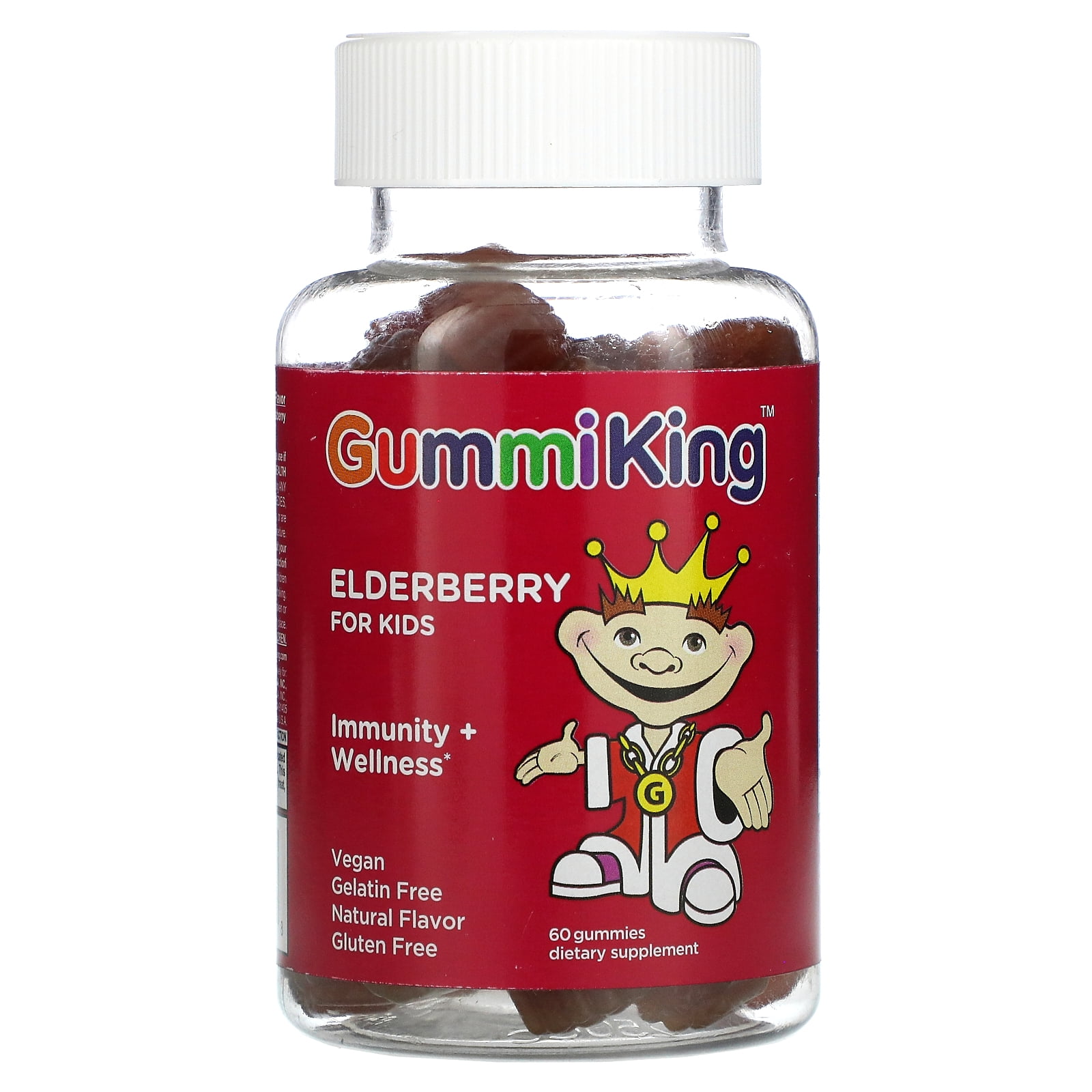GummiKing Elderberry for Kids, Immunity + Wellness, Raspberry, 60 Gummies
