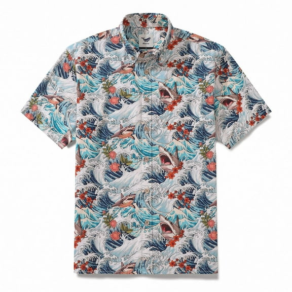 YIUME Men Hawaiian Shirt Resort Wear Aloha Shirt Short Sleeve