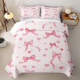 thumbnail image 2 of Erosebridal Girly Pink Ribbon Quilt King, Watercolor Love Heart King Coverlet Set for Girl, 3-Piece, 2 of 7