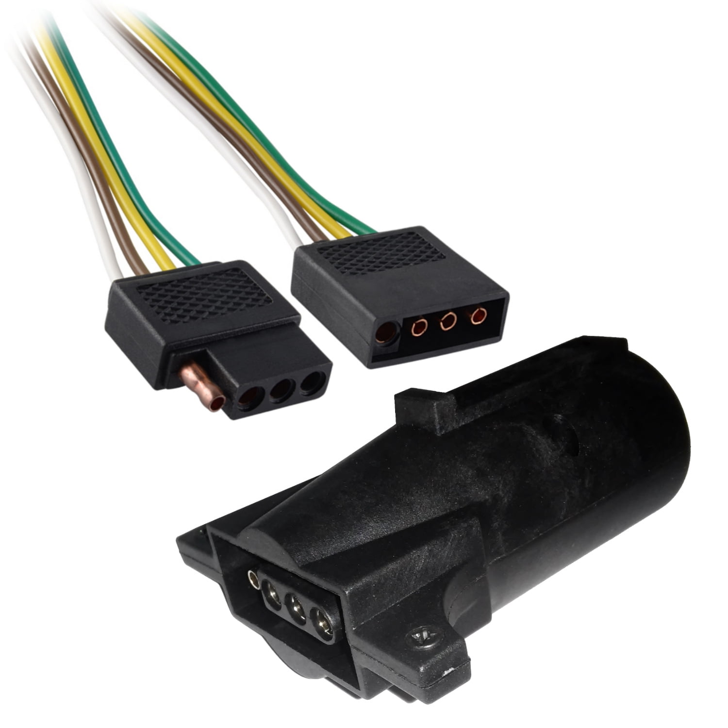 2ft Trailer Light Wiring Harness 4-Pin Flat Plug Wire Connector 24" With Adapter - Walmart.com ...