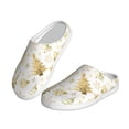 thumbnail image 2 of Daiia Gold Christmas Tree Print Women’s Fuzzy Slippers Memory Foam Lightweight House Shoes Cozy Loafer Flannel House Shoes-35/36, 2 of 7