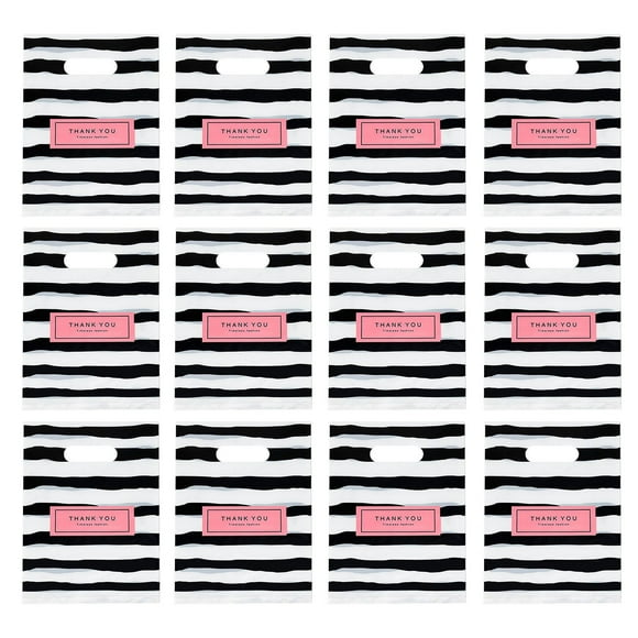 CSChome Plastic Shopping Bags Holiday Gift Bags 100 Pcs Thank You Print Gratitude Expression Reusable Strong Bearing Shop Package for T-Shirt Pants