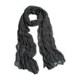 thumbnail image 1 of Women Scarf Solid Color Long Wide Crumple Thin Decorative Soft Perspective Wrinkled Scarf Clothes Accessory, 1 of 10