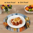thumbnail image 4 of Blue Burnt Orange Round 15 Inch Placemats Set of 2, Modern Oil Painting Geometric Abstract HeatResistant Non Slip Place Mats for Dining Table, Wipeable Braided Kitchen Table Mats for Housewarming, 4 of 9