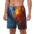 thumbnail image 1 of Balery Red And Blue Fire Dragon E Bañador para hombre, shorts de playa de secado rápido con entrepierna y forro de compresión-Small, 1 of 6