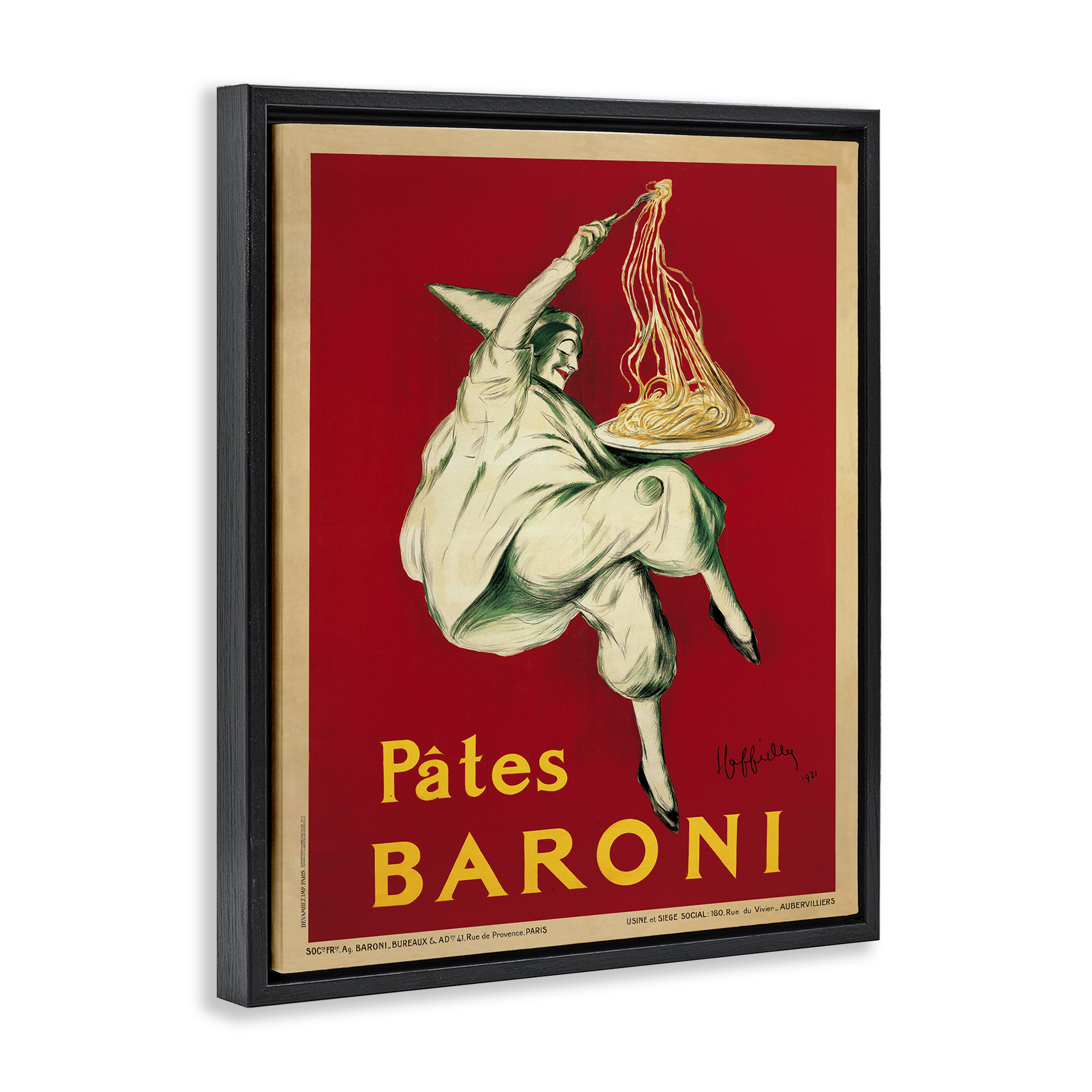 Stupell Industries Pates Baroni Vintage Food Poster Food & Beverage Painting Black Floater Framed Canvas Art Print Wall Art, 17 x 21