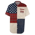 thumbnail image 5 of Domuza Men's 2026 Independence Day Shirts American Flag Graphics Casual Collared Button-Up Short Sleeve T Shirts Summer 2026 Fashion Comfortable Tops with Pockets Deep Red L, 5 of 5
