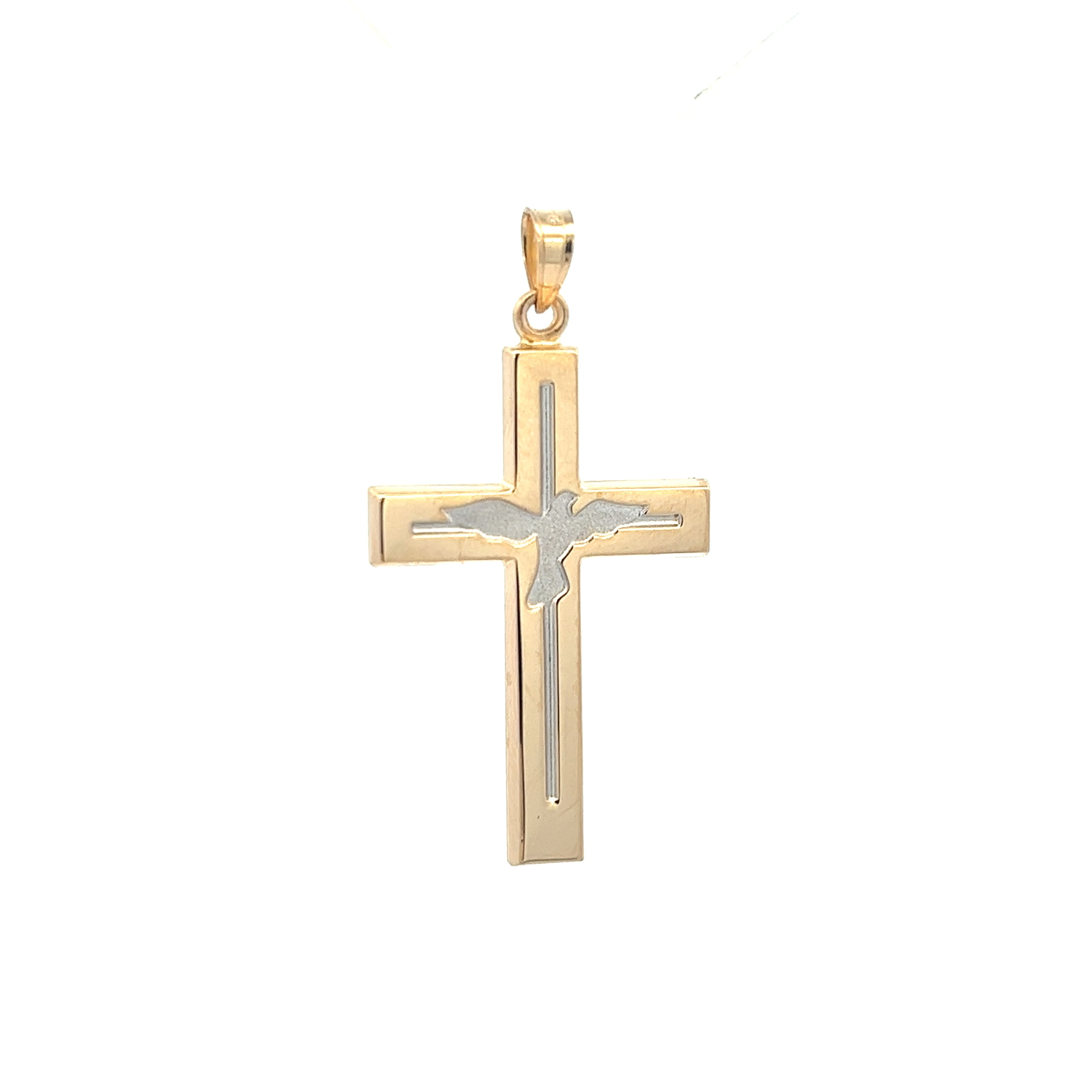 Brilliance Fine Jewelry 14 KT Gold Holy Spirit Dove Unisex Cross Pendant