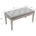 thumbnail image 2 of Ottoman Bench Upholstered Fabric Rectangle Entryway Bench, Tufted Piano Bench for 2 People, Rubber Wood Legs with Beautiful Carved Pattern for Bedroom/Living Room/Dining Room (Grey), 2 of 13