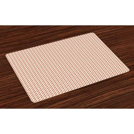 Tj Maxx Placemats Abstract Placemats Set of 4 Rounded Small Shapes Conceptual Herringbone Pattern Design Minimalist Maze Inspired, Washable Fabric Place Mats for Dining Room Kitchen Table Decor,Red Cream, by Ambesonne ()