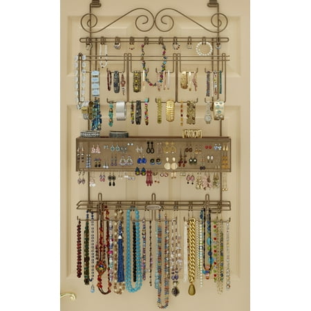 Longstem Overdoor Wall Jewelry Organizer in Bronze - Holds over 300 pieces. Unique patented product - Rated