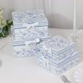 thumbnail image 2 of Efavormart Set of 4 White Blue Chinoiserie Nesting Gift Boxes With Lids, Square Stackable Heavy Duty Cardstock Keepsake Boxes, Cupcake Dessert Display Stand - 6",7",8",9", 2 of 5