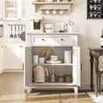thumbnail image 4 of Rustic 31.5" Storage Cabinet with Slatted Doors, 3 Adjustable Shelves for Kitchen & Entryway, 4 of 7