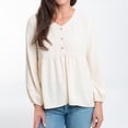 thumbnail image 2 of Elsie & Zoey Kyra Medium Ivory Swiss Dot V-Neck Long Sleeve Babydoll Blouse for Women, 2 of 6