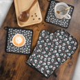 thumbnail image 5 of Green Skull Rose Pattern Kitchen Oven Mitt and Pot Holder Sets 4 Pcs for Baking, Cooking and Grilling, Heat Resistant Up To 392 °F, 5 of 7