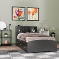 thumbnail image 2 of Woodpeckers Furniture and Mattress Twin Bed with 3 Drawers & Bookcase Headboard - Storage Bed-Color:Black, 2 of 2