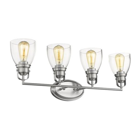 Lily Contemporary 4 Light Brushed Nickel Bath Vanity Light Clear Glass - 31 in.