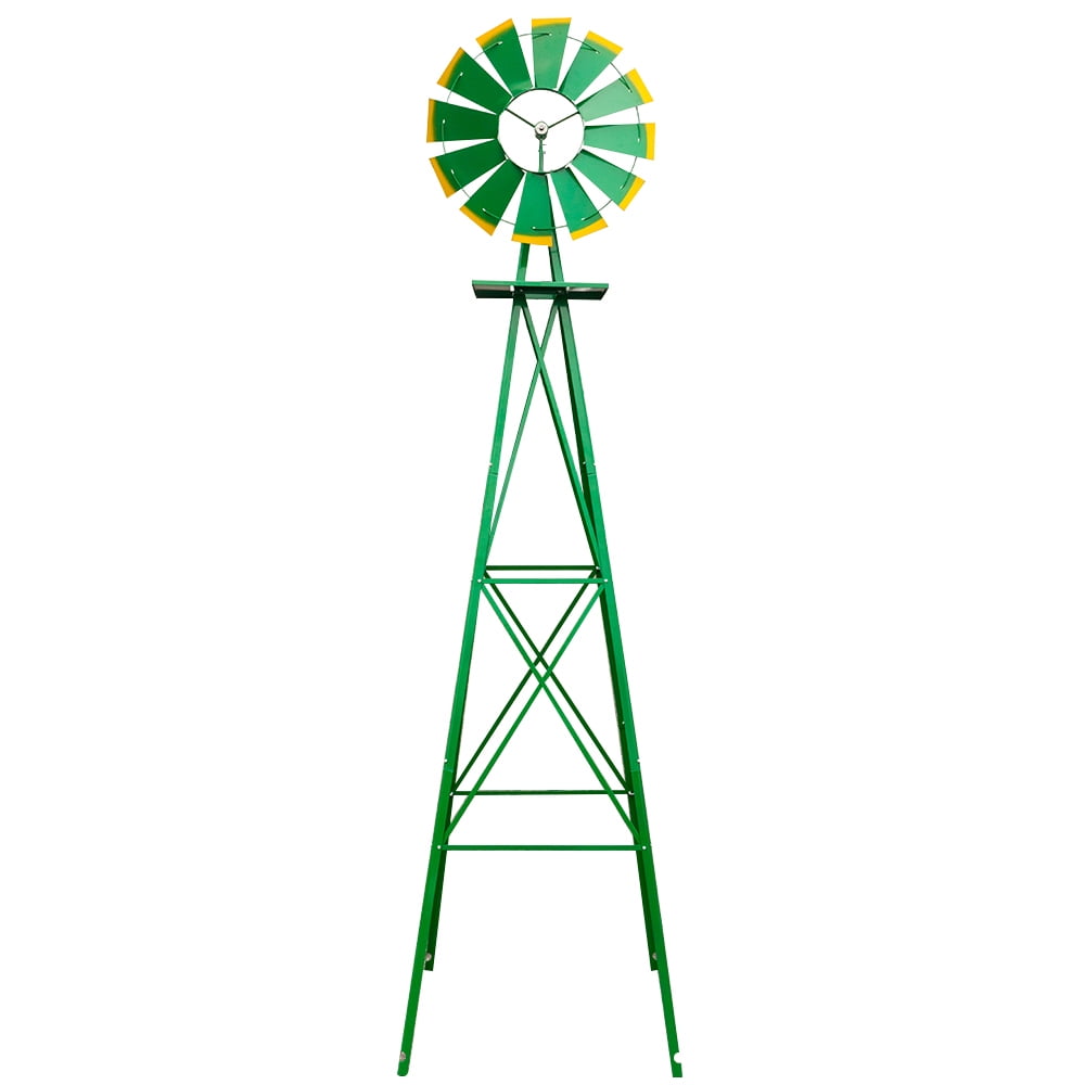 Kepooman 8FT Ornamental Windmill, Heavy Duty Metal Wind Mill Weather Resistant, Backyard Garden Decoration Weather Vane, Green Kepooman 8FT Ornamental Windmill, Heavy Duty Metal Wind Mill Weather Resistant, Backyard Garden Decoration Weather Vane, Green