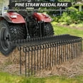 thumbnail image 2 of Ourlova 60 Inch Pine Straw Needle Rake, 3 Point Landscape Rake, Powder Coated Steel Spring Tow Behind Rake, Tractor Rake Attachments for Leaves Straw Grass Attach to Cat 0 Cat 1, 2 of 7