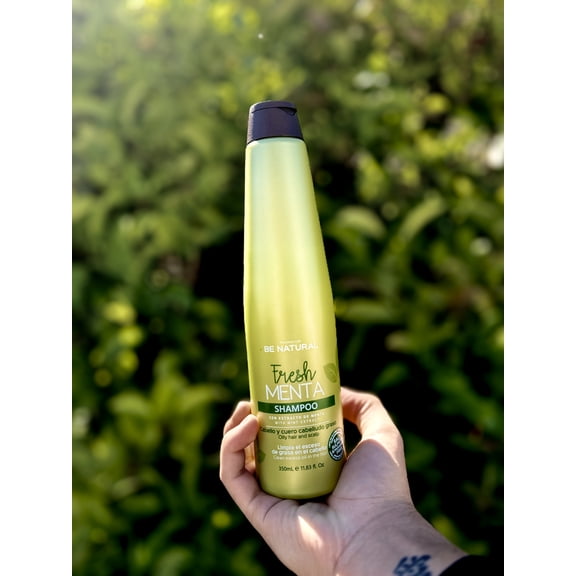 Be Natural Placenta Life Fresh Mint Shampoo for Greasy Hair and Scalp. Healthy and Clean Hair- Natural Ingredients-Salts, Sulfates & Parabens Free 350 ml. /11.83 fl.oz.