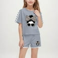 thumbnail image 2 of ZhuoLiL Toddler Clothes Sets for Girls Fashion Boy And Girls' Casual Short Sleeve Round Neck Collar Botton Printed Short Pants Sets（5-14Y）, 2 of 8